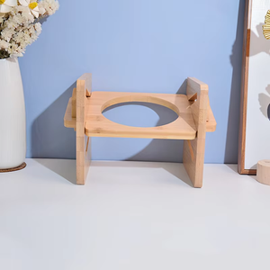 Bol d'alimentation incliné surélevé de qualité alimentaire en bambou, avec logo personnalisé, support réglable en bambou, pour chiens et chats - Product Image 3