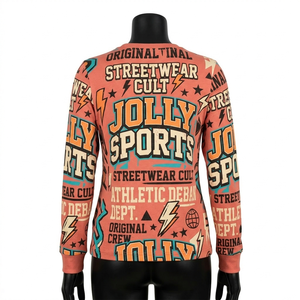 Premium womens long sleeve t shirt soft cotton <b>coral</b> printed graphic screen print custom logo fashion <b>top</b> Comfortable Neck - Product Image 2