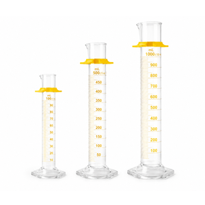 Cylindre gradué transparent de 50 ml en verre scientifique, base hexagonale, à échelle simple, pour usage en laboratoire, prix de gros, fabriqué en Inde - Product Image 3
