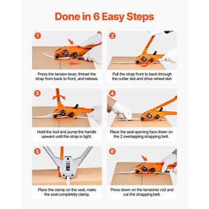 Kit Sigillatore per Nastro Resistente, 100 Sigilli Metallici, Nastro PP da 330 Piedi, Imballaggio Manuale per Pallet - Product Image 3