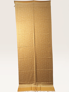 Châle en pashmina beige doré avec motif floral fin et bordure élégante pour un usage luxueux en hiver lors de mariages - Product Image 1