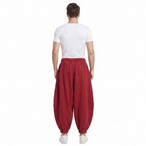 Casual Men Fleece <b>Baggy</b> Sweatpants Loose Fit Wide Leg Oversized Warm Winter Pants Cotton Fleece Streetwear <b>Jogger</b> Trousers - Product Image 2