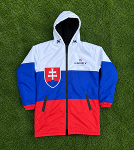 Parka de Natación con Logotipo Personalizado de la Bandera de Eslovaquia, Chaqueta Larga con Capucha Impermeable y Cortavientos, con Forro Polar Suave, Bata de Cambio para Natación y Equipos - Product Image 6