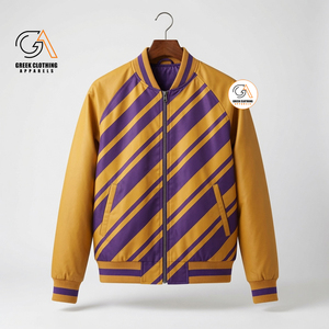 Omega Psi Purple Gold Heritage Eco-Friendly Breathable Varsity Jacket Color Blocking Hooded Fleece <b>Covered</b> <b>Button</b> Closure Winter - Product Image 6