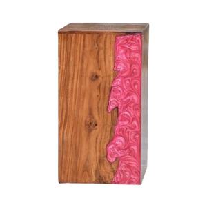 Handcrafted Wooden Cremation Urn with Pink Epoxy Resin Inlay Memorial <b>Keepsake</b> Cremation urns For Human <b>Ashes</b> - Product Image 1