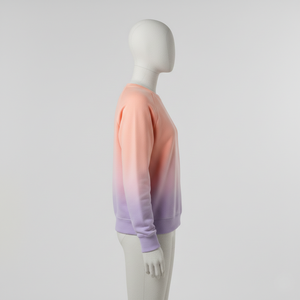 Sweat-shirt oversize imprimé dégradé personnalisé pour femme, couleur pêche coucher de soleil et lavande, col rond, en polaire, style streetwear - Product Image 3