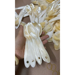 Cuillère à dessert en nacre noire naturelle de 8 cm à 13 cm avec détails artisanaux exquis et logo de marque personnalisé - Product Image 1