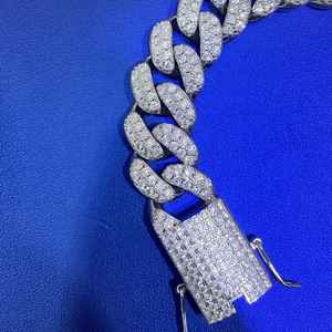 Chaîne cubaine en moissanite couleur D VVS, en argent sterling 925 plaqué or, bracelets unisexes tendance, Dvars Diamond DMB-59 - Product Image 3