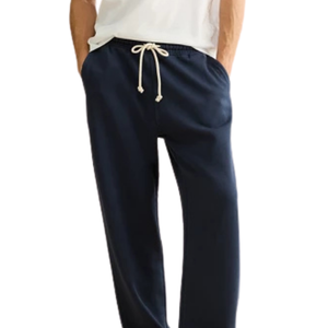 Pantalon de survêtement en molleton bleu marine pour homme, taille élastique avec cordon de serrage, coupe droite décontractée, pantalon de détente d'hiver avec poches - Product Image 3