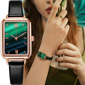Nuevo reloj de cuarzo de lujo y cuero para mujer, diseño sencillo y moderno, ideal para estudiantes, pequeño, verde, de nicho. - Product Image 1