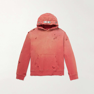 OEM Custom 100% Cotton Winter Fashion Forward Distressed Rhinestone Embellishments Streetwear Acid <b>Washed</b> Men's Hoodie - Product Image 2