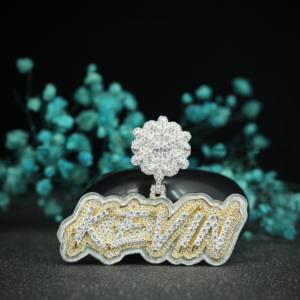 Colgante de boda de dos tonos con moissanita de corte brillante redondo y bailarina de copo de nieve, joyería hip hop de Phoenix Enterprise - Product Image 4