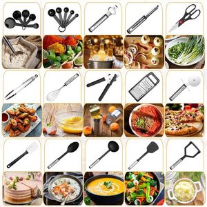 23pcs Stainless Steel Nylon Kitchen Utensil Set Heat Resistant Cooking Tool Kit with Grater Scraper Tongs Whisk Can Bottle - Product Image 2