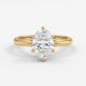 Bague de fiançailles solitaire en or jaune 9 carats avec diamant ovale de 2 carats cultivé en laboratoire, bijoux fins personnalisés pour mariée - Product Image 1