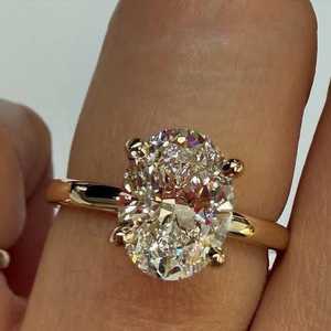 Anillo de Compromiso con Diamante Cultivado en Laboratorio, Corte Ovalado, 2 Quilates, Oro Sólido de 14K/18K, Certificado por IGI, Precio de Fábrica al por Mayor - Product Image 3