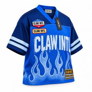 CLAW INTL Unisex Sublimated Soccer Jersey Blue <b>Mesh</b> <b>Short</b> Sleeve V-neck Moisture Wicking Anti-shrink Adjustable Strap Regular - Product Image 3