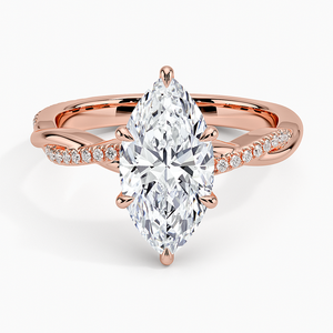 Anillo de boda clásico para mujer de plata de ley 925 con diamantes de moissanita talla marquesa y banda retorcida - Product Image 1
