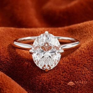 925 Sterling <b>Silver</b> Oval Cut Moissanite/Diamond <b>Solitaire</b> Engagement <b>Ring</b> for Women, Classic 4 Prong Setting Minimalist - Product Image 4