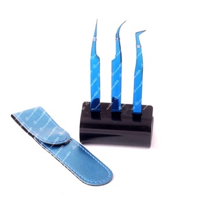 Pinzas de Acero Inoxidable de Alta Calidad para Extensión de Pestañas con Punta Puntiaguda, Soporte de Exhibición Acrílico con Logotipo Personalizado, Todos los Colores - Product Image 3