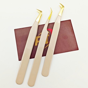 Luxury Gold Tip Eyelash Extension Tweezers <b>Kit</b> 3 Piece Precision <b>Lash</b> Isolation 90 45 65 Degree Volume Tweezers Custom Logo - Product Image 2