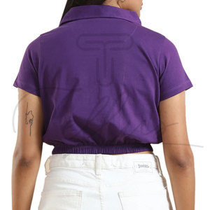 Polo de tela elástica para mujer, corte ajustado, polo ligero de verano para mujer, polo con cuello acanalado para mujer - Product Image 5