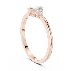 Bague de fiançailles en or rose avec diamant de laboratoire taille émeraude, alliance trois pierres, certifiée IGI, bijoux de luxe - Product Image 2