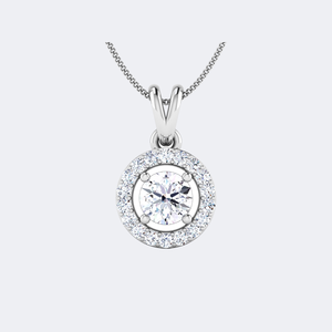 OBERON JEWELS Collier pendentif solitaire halo pour femme avec diamant rond brillant de 0,65 CTW cultivé en laboratoire, plaqué or, avec certificat - Product Image 2