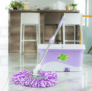 Kit de Nettoyage de Sols : Serpillère Magique Rotative à 360°, Écologique, pour Usage Domestique, avec Seau de Rangement Vertical, Panier Rotatif en PP et Roues - Product Image 1