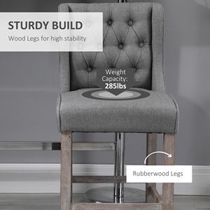 26.25\" Counter Height Tufted Wingback Bar <b>Stools</b> Gray Set 2 Armless Upholstered <b>Dining</b> Chair with Rubber Wood Legs - Product Image 5
