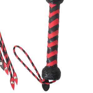 Real Cowhide Leather <b>Flogger</b> with Decorative Braided Handle and Wrist Strap - Product Image 2
