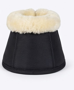 Custom Horse Bell Boots Neoprene Overreach Boots with Faux Sheepskin Fleece <b>Trim</b> & Hook Loop Fastener Solid Color Outdoor - Product Image 1