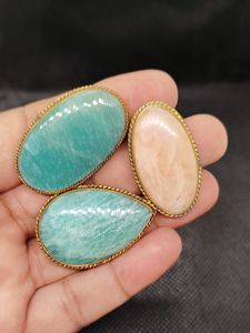 Nueva Llegada: Cabujón de Amazonita con Ranuras de Cobre, Piedra Preciosa Suelta con Propiedades Curativas, para Joyería de Boda, Chapado en Cobre Antiguo - Product Image 5