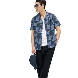 Men’s Vintage Print Short Sleeve Shirt Fashion Button <b>Down</b> Casual Beachwear Shirt - Product Image 1