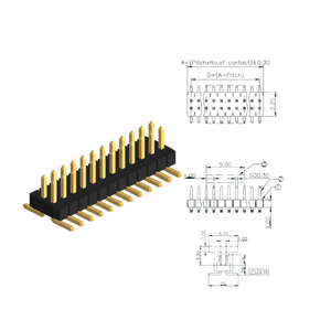 Connecteur double R/A à double base, pas de 1,0 mm, broches en laiton, boîtier en nylon, plaqué or, noir - Product Image 5