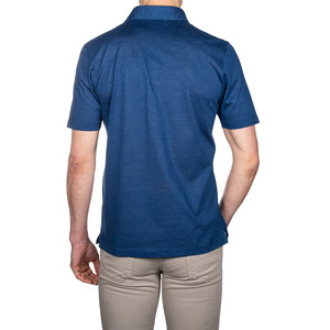 Men's Short Sleeve Knitted <b>Polo</b> <b>Shirt</b> Cotton Solid Color Casual Regular Fit Breathable Navy <b>Blue</b> - Product Image 3
