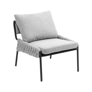 Sillón Chaise Longue Moderno y Cómodo con Tapicería Trenzada, Estructura Metálica y Cojín Suave para Sala de Estar o Dormitorio - Product Image 4