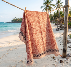 Wholesale Hand Block Print Cotton <b>Sarong</b> for Women Floral Beach <b>Wrap</b> Lightweight Boho Pareo Cover Up Indian Resort Wear - Product Image 6