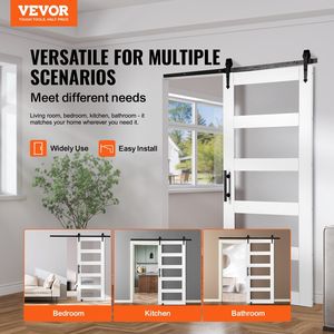 8-in-1 36 \ "X 84 \" Kit Hardware per porta del fienile scorrevole in legno liscio e silenzioso maniglia della porta guida del pavimento in legno di abete rosso vetro smerigliato - Product Image 2