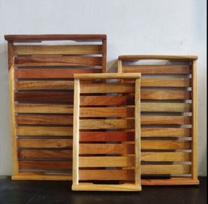 Bandeja de Madera Natural Estilo Rústico para Servir Desayuno, Exhibir Alimentos o Usar en Mesa de Centro, Bandejas de Almacenamiento de Fábrica al Mejor Precio - Product Image 2