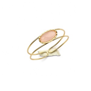 Pink Chalcedony Gemstone Cuff Bangle Long Design with Fashionable Designer Edges Gift for <b>Bracelets</b> & Bangles - Product Image 2