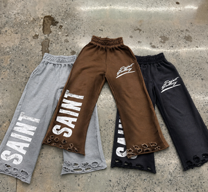 Pantalon de survêtement mi-long déchiré pour homme Rexfit Sports, coupe large, en molleton de coton et élasthanne, imprimé graphique personnalisé, style vintage, vente en gros - Product Image 6