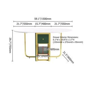 59.1 \ "tavolo da pranzo in legno rettangolare moderno con foglie pieghevoli sedili portaoggetti per 4-6 persone - Product Image 6