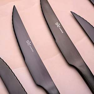 Ensemble de couteaux de cuisine de luxe Nightfall (4 pièces) en acier inoxydable, design moderne, logo de luxe, acier Damas gravé au laser 3Cr13 pour mariage - Product Image 3