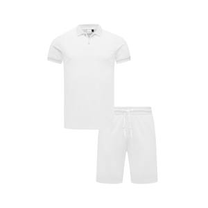 Ensemble polo et short décontracté respirant en fibre de bambou pour homme, grande taille, été 2026, manches courtes, motif uni, 2 pièces - Product Image 1