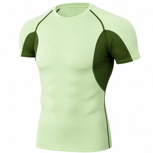 2026 Latest Compression Shirt Eco Friendly Mens Gym Fitness Spandex/Nylon UPF50+ Short Sleeve Quick Dry Breathable <b>Athletic</b> - Product Image 1