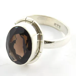 925 Sterling Silver Smoky Quartz Ring Natural Gemstone Handmade Vintage Jewelry Classic Design For Men Women Wholesale - Product Image 1