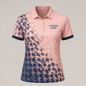 Custom Blush <b>Pink</b> dark blue Mosaic Gradient Womens <b>Polo</b> <b>Shirt</b> Quick Dry Breathable Short Sleeve Golf Team Uniform WPS-0865 - Product Image 4