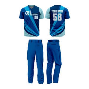 Uniforme de baseball personnalisé OEM, logo d'équipe personnalisé, nom, 100% polyester respirant, séchage rapide, manches courtes, poches, unisexe, adulte - Product Image 5