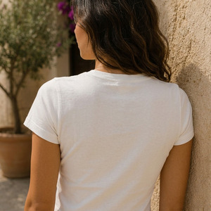 Women’s Fitted Baby Tee 100% Organic Cotton Knit Jersey Crop <b>Top</b> Anti-Static Custom <b>Y2K</b> Tee - Product Image 3