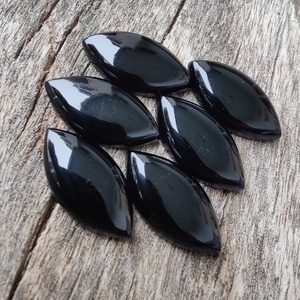 High Quality Natural Black Onyx Marquise Shape Cabochon Flat Back Calibrated Loose Wholesale Third Party Certified - Product Image 1